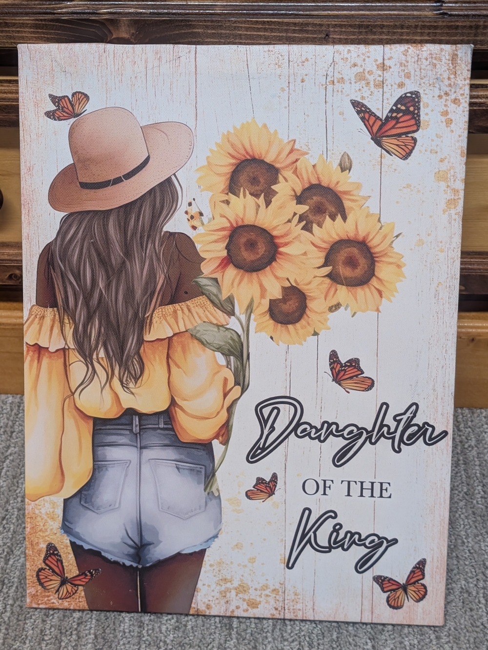 Canvas "Daughter of the King"  Sunflower Wall Art - Yellow